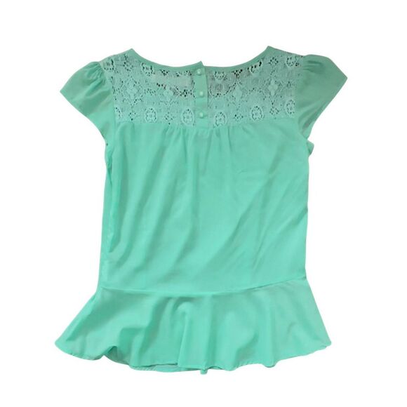 Cache Cache Lightweight Lace Embroidery Chiffon Aqua Color Blouse, Top - Size 1 - Picture 4 of 9